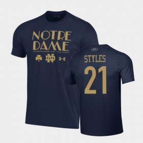 #21 Lorenzo Styles 2022 Shamrock Series Notre Dame Men's Navy T-Shirt 454493-359 #21 Lorenzo Styles 2022 Shamrock Series Notre Dame Men's Navy T-Shirt 454493-359